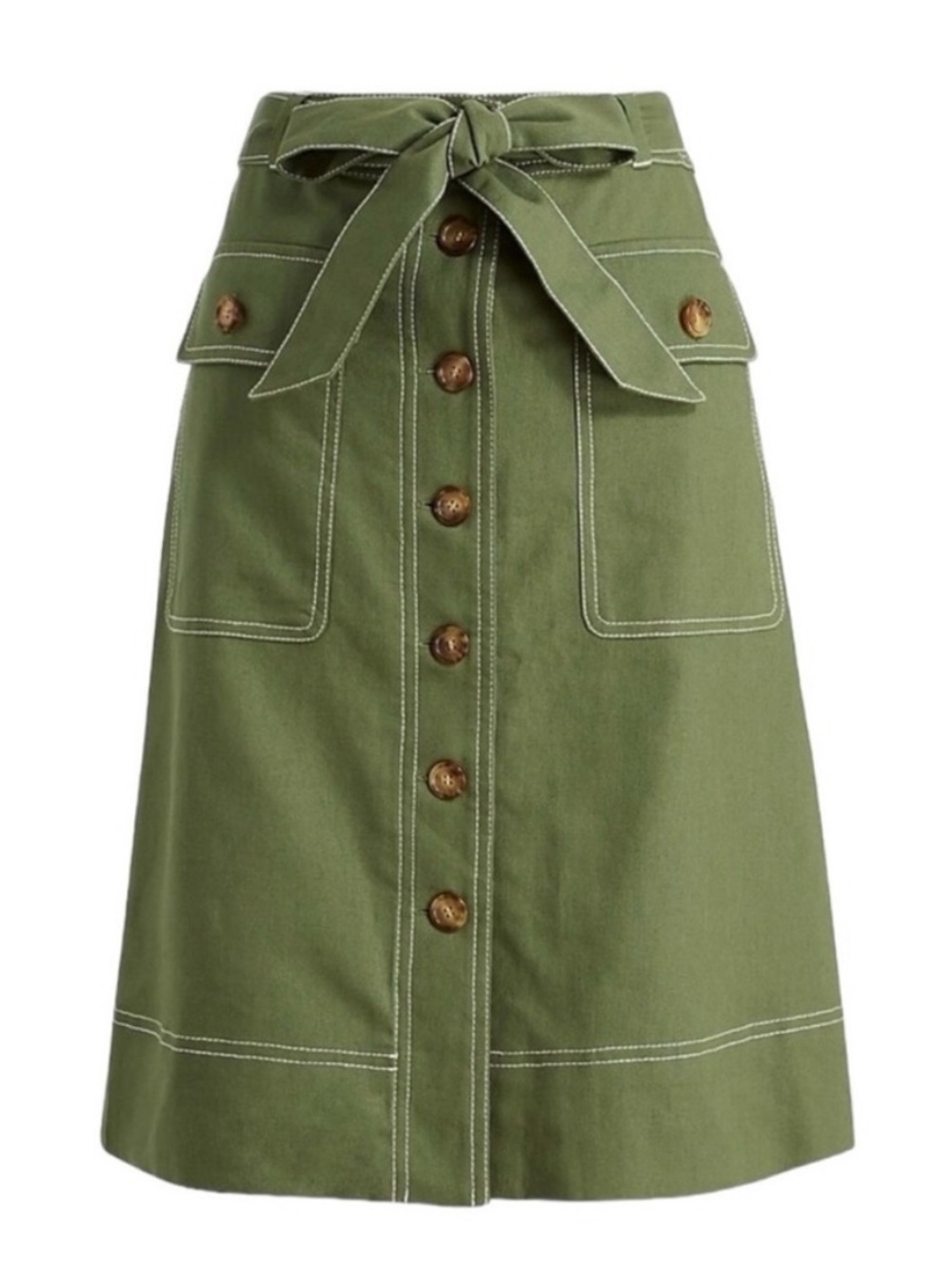 J. Crew Factory Linen Blend Button Up Skirt